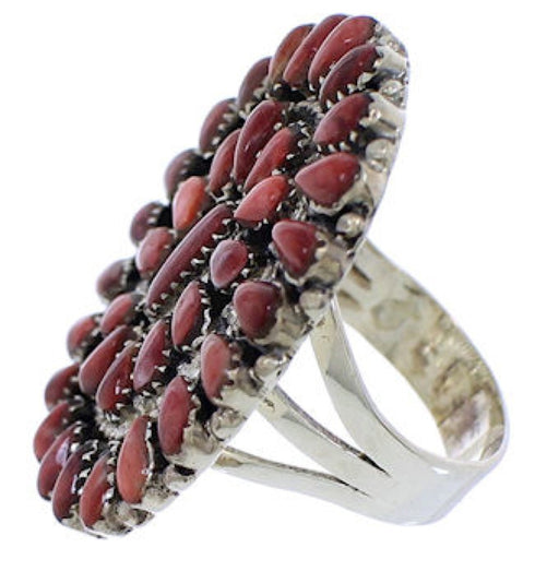 Red Oyster Shell Sterling Silver Ring Size 6-1/2 EX43731